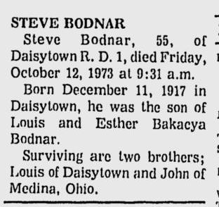 Steve Bodnar obituary